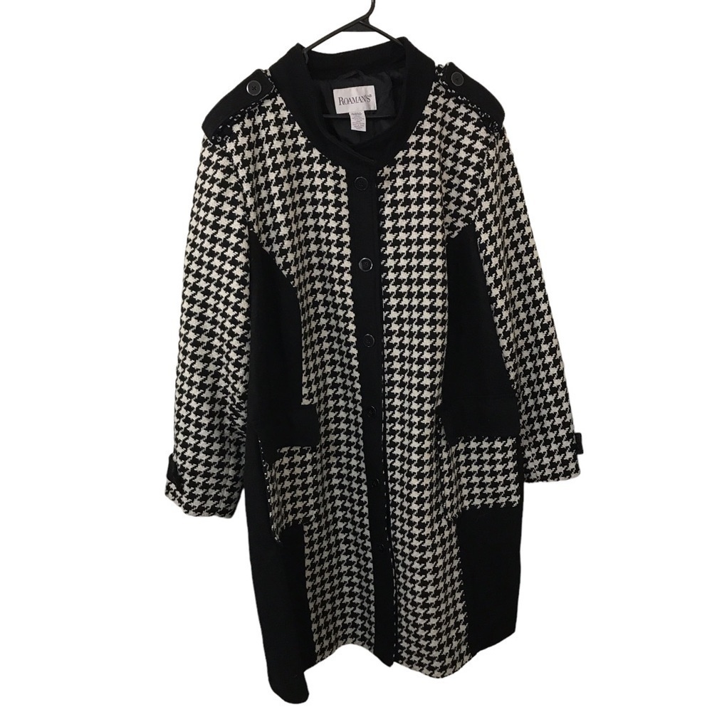 Vintage Roaman’s wool blend houndstooth long coat